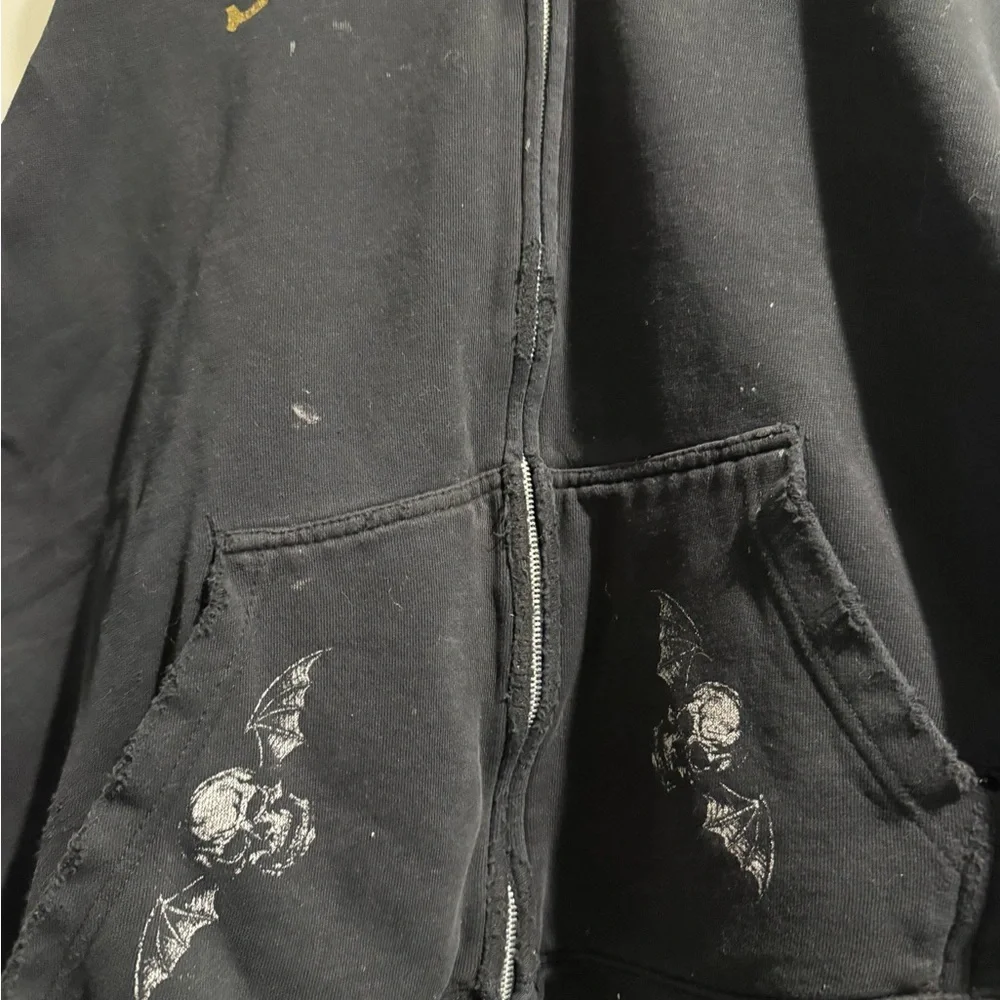 Vintage Avenged Sevenfold Black Zip-Up Graphic Hoodie - Picture 3 of 4